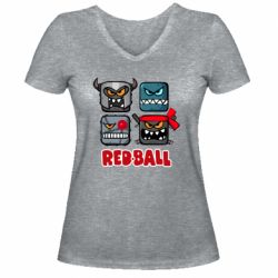 Женская футболка с V-образным вырезом Red ball heroes - PrintSalon
