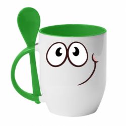 Чашка с ложкой Red ball smile - PrintSalon