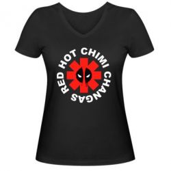 Женская футболка с V-образным вырезом Red Hot Chimi Changas - PrintSalon