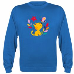 Cвитшот Cat, Flowers and Butterfly - PrintSalon