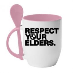 Чашка з ложкою Respect your elders. - PrintSalon