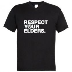 Чоловіча футболка з V-подібним вирізом Respect your elders. - PrintSalon