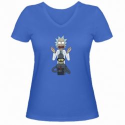 Женская футболка с V-образным вырезом Rick and Bender - PrintSalon