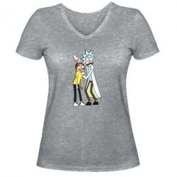 Женская футболка с V-образным вырезом Rick and Morti - PrintSalon