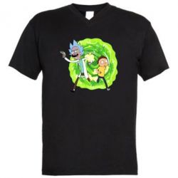 Мужская футболка  с V-образным вырезом Rick and Morty art - PrintSalon