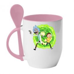 Чашка с ложкой Rick and Morty art - PrintSalon