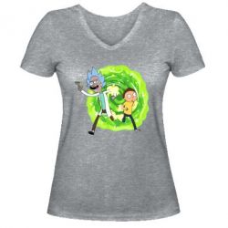 Женская футболка с V-образным вырезом Rick and Morty art - PrintSalon