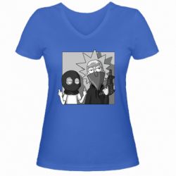 Женская футболка с V-образным вырезом Rick and Morty Bandits - PrintSalon