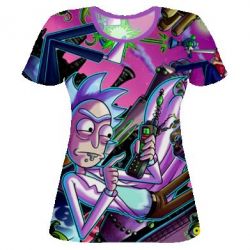 Женская футболка 3D Rick and Morty cartoon-PrintSalon Женская футболка 3D Rick and Morty cartoon