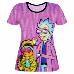 Женская футболка 3D Rick and Morty Miami-PrintSalon Женская футболка 3D Rick and Morty Miami