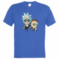 Мужская футболка  с V-образным вырезом Rick and Morty on style - PrintSalon
