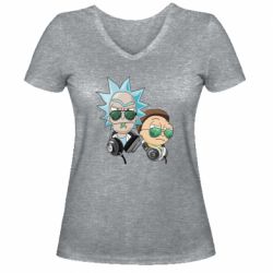 Женская футболка с V-образным вырезом Rick and Morty on style - PrintSalon