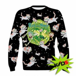 Дитячий 3D світшот Rick and Morty Schrodinger cats and Einstein - PrintSalon