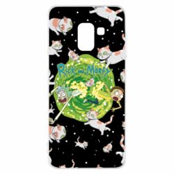 Чохол для Samsung A8 2018 Rick and Morty Schrodinger cats and Einstein - PrintSalon