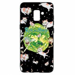 Чохол для Samsung A8+ 2018 Rick and Morty Schrodinger cats and Einstein - PrintSalon