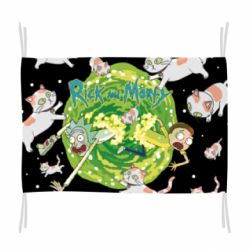 Прапор Rick and Morty Schrodinger cats and Einstein - PrintSalon