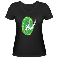 Женская футболка с V-образным вырезом Rick Fuck you all - PrintSalon