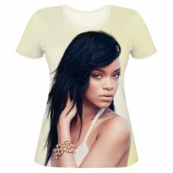 Женская футболка 3D Rihanna in a swimsuit-PrintSalon Женская футболка 3D Rihanna in a swimsuit