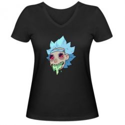 Женская футболка с V-образным вырезом Рик и Морти арт дорисовка - PrintSalon