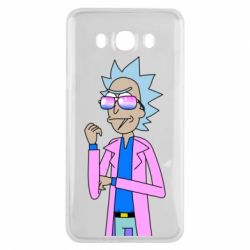 Чехол для Samsung J7 2016 Рик и Морти розовый плащ