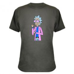 Камуфляжная футболка Рик и Морти розовый плащ - PrintSalon