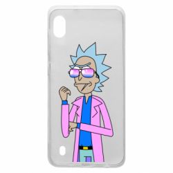 Чехол для Samsung A10 Рик и Морти розовый плащ