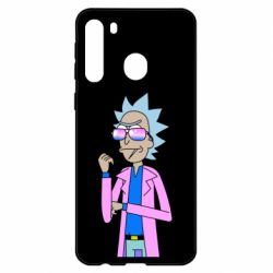 Чехол для Samsung A21 Рик и Морти розовый плащ