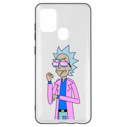Чехол для Samsung A21s Рик и Морти розовый плащ - PrintSalon