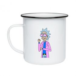 Кружка эмалированная Рик и Морти розовый плащ - PrintSalon