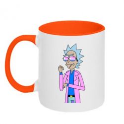 Чашка двухцветная 320ml Рик и Морти розовый плащ - PrintSalon