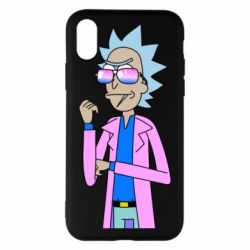 Чехол для iPhone X/Xs Рик и Морти розовый плащ - PrintSalon