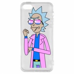 Чехол для iPhone5/5S/SE Рик и Морти розовый плащ - PrintSalon
