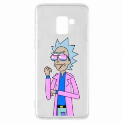 Чехол для Samsung A8+ 2018 Рик и Морти розовый плащ