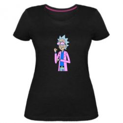 Женская премиум футболка Рик и Морти розовый плащ - PrintSalon