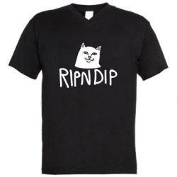 Мужская футболка  с V-образным вырезом Ripndip and cat - PrintSalon