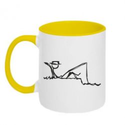 Чашка двокольорова Рисунок Рыбалка