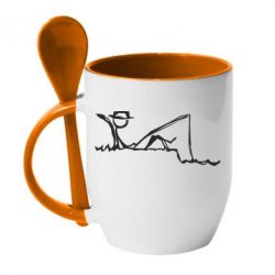 Чашка з ложкою Рисунок Рыбалка - PrintSalon
