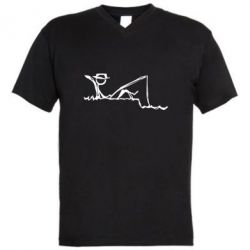 Чоловіча футболка з V-подібним вирізом Рисунок Рыбалка - PrintSalon