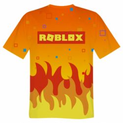 Мужская футболка 3D Roblox and fire background - PrintSalon