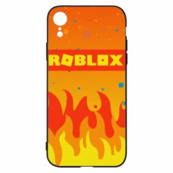 Чехол для iPhone XR Roblox and fire background