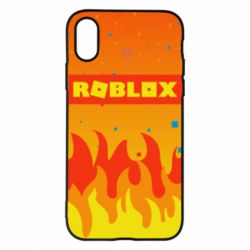 Чехол для iPhone X/Xs Roblox and fire background - PrintSalon