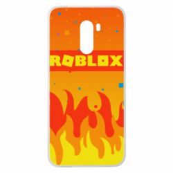 Чехол для Xiaomi Pocophone F1 Roblox and fire background - PrintSalon
