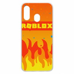 Чехол для Samsung A40 Roblox and fire background - PrintSalon