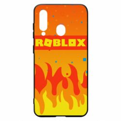 Чехол для Samsung A60 Roblox and fire background - PrintSalon