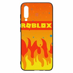 Чехол для Samsung A70 Roblox and fire background - PrintSalon