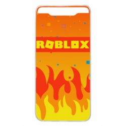 Чехол для Samsung A80 Roblox and fire background - PrintSalon