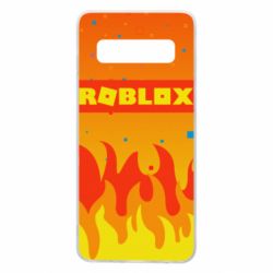Чехол для Samsung S10 Roblox and fire background - PrintSalon