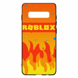 Чехол для Samsung S10+ Roblox and fire background - PrintSalon