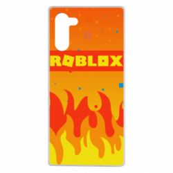 Чехол для Samsung Note 10 Roblox and fire background - PrintSalon