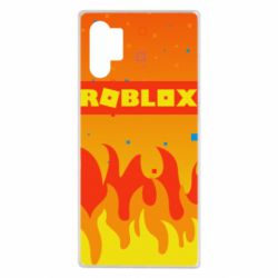 Чехол для Samsung Note 10 Plus Roblox and fire background - PrintSalon